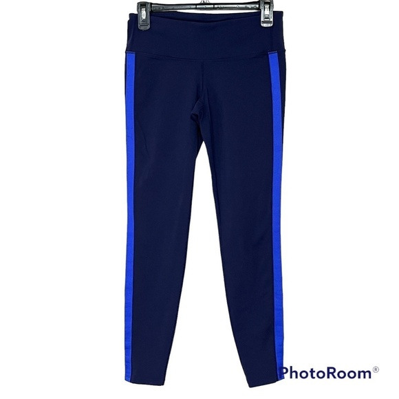 Athleta Navy Leggings with Royal Blue Stripe Size Small - Picture 1 of 9